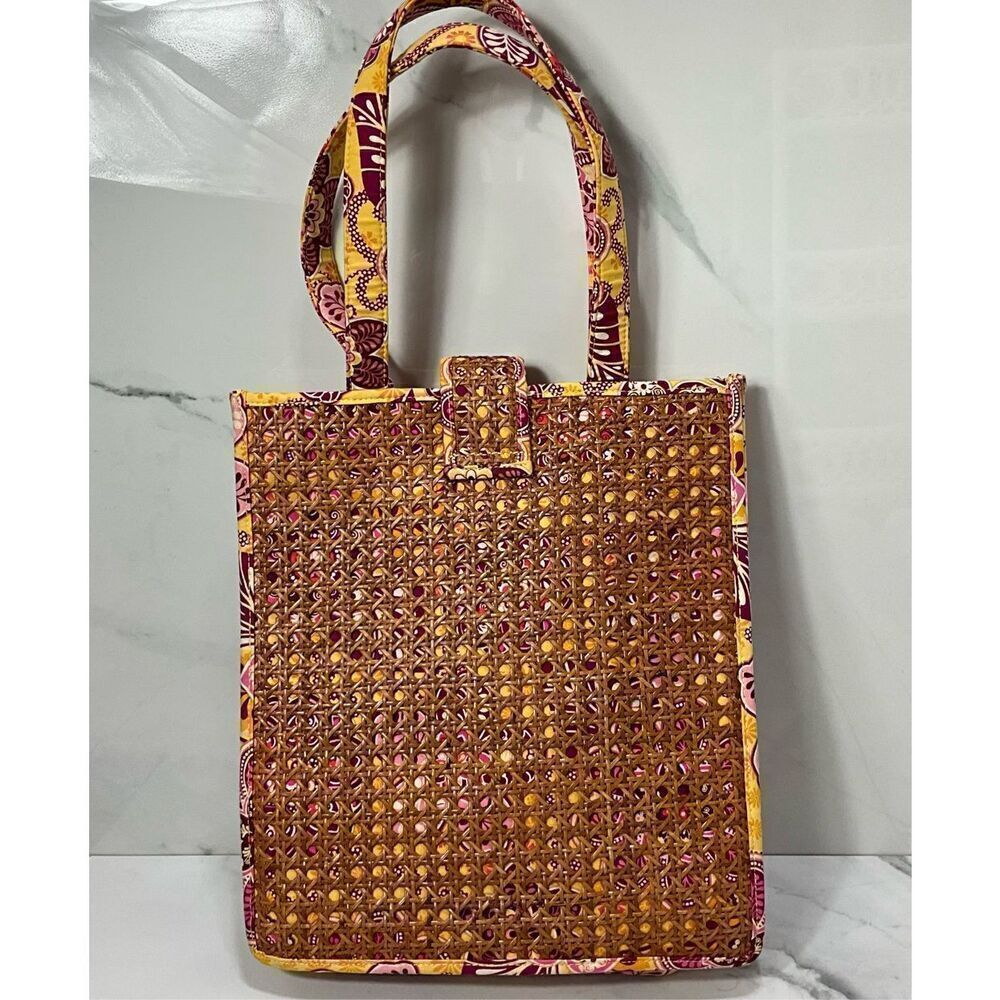 VERA BRADLEY Tiki Wicker Tote Bag Shoulder Purse - Picture 3 of 7